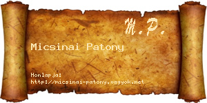 Micsinai Patony névjegykártya